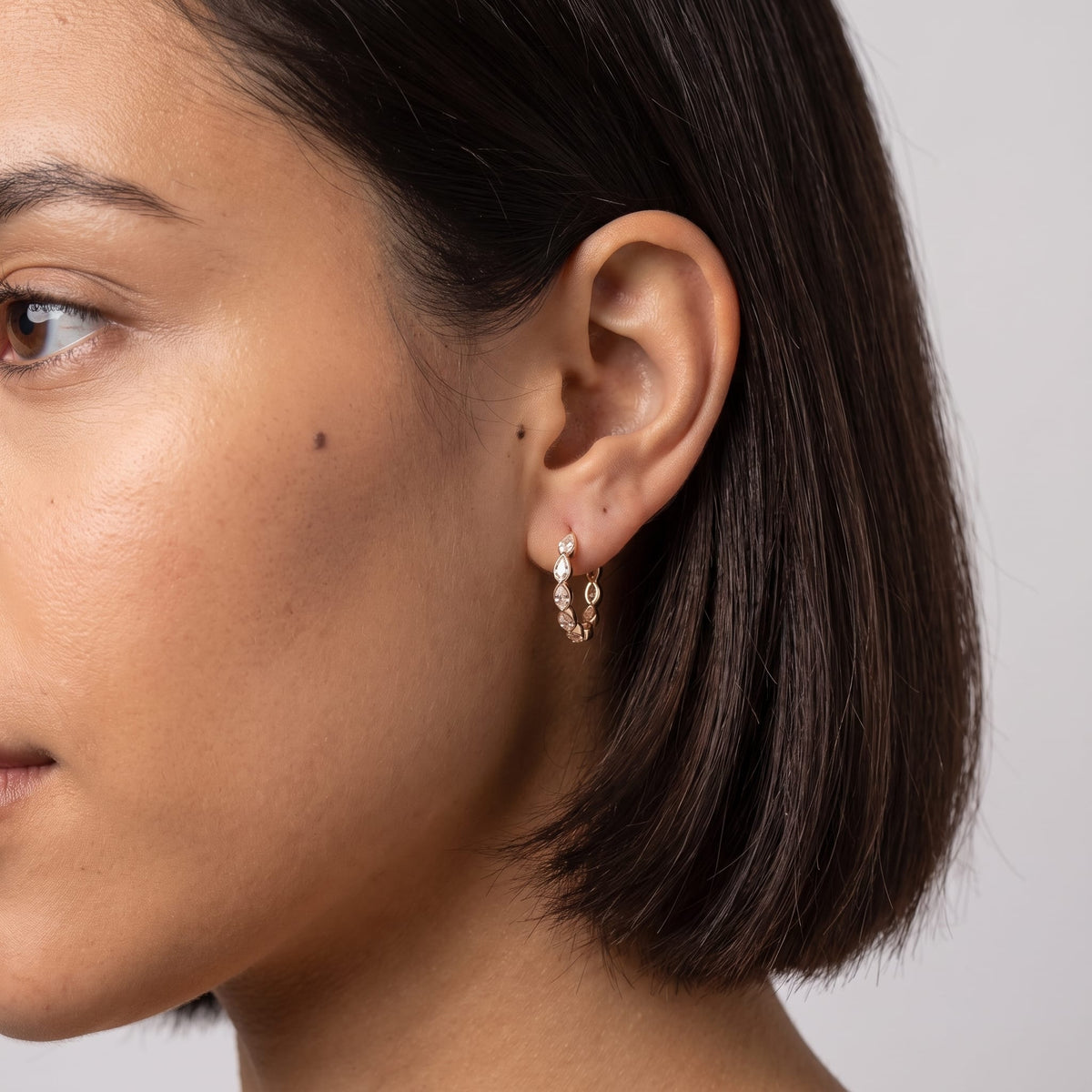 Pear Bezel Hoops