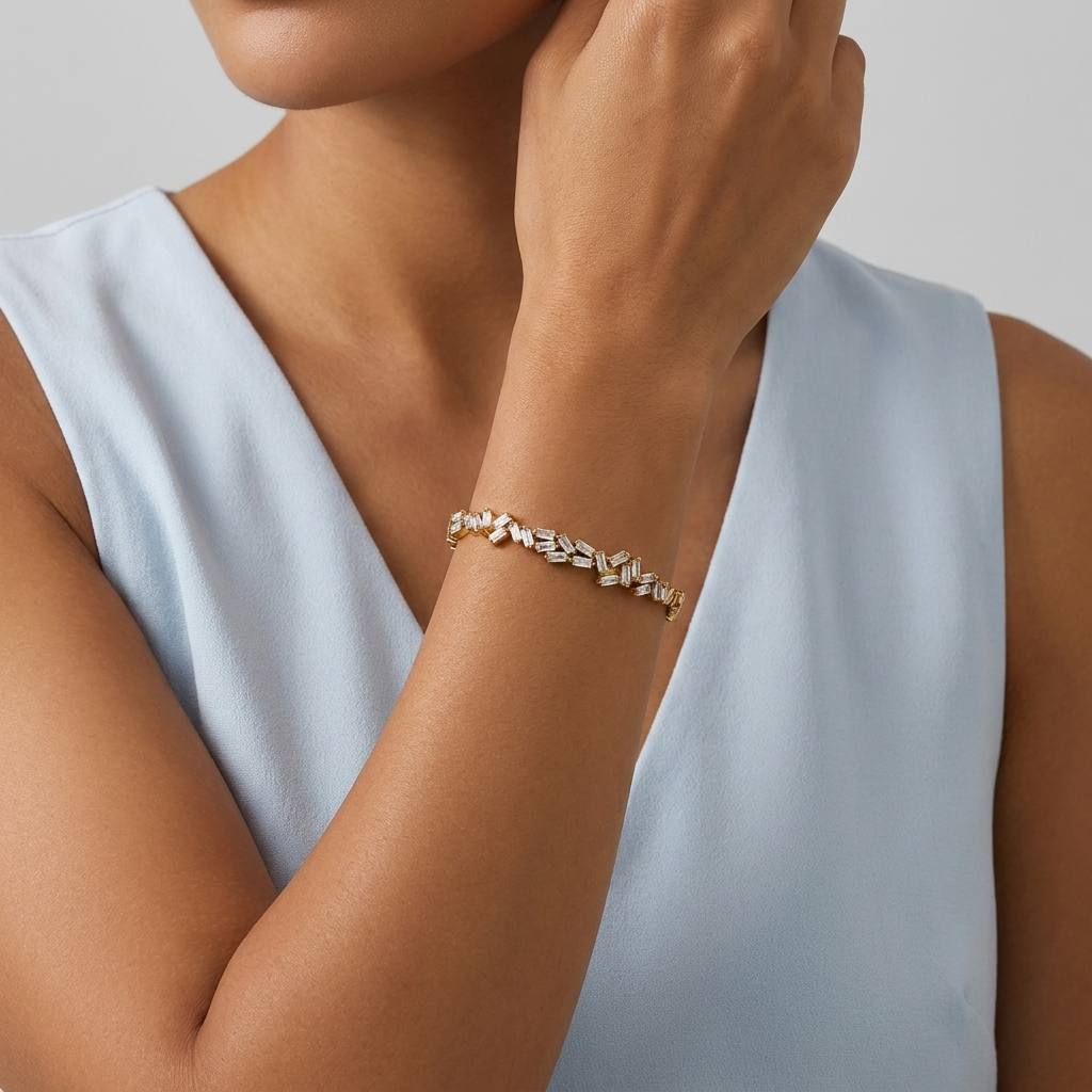Amélie Radiant Gold Crystal Bangle with zircon accents