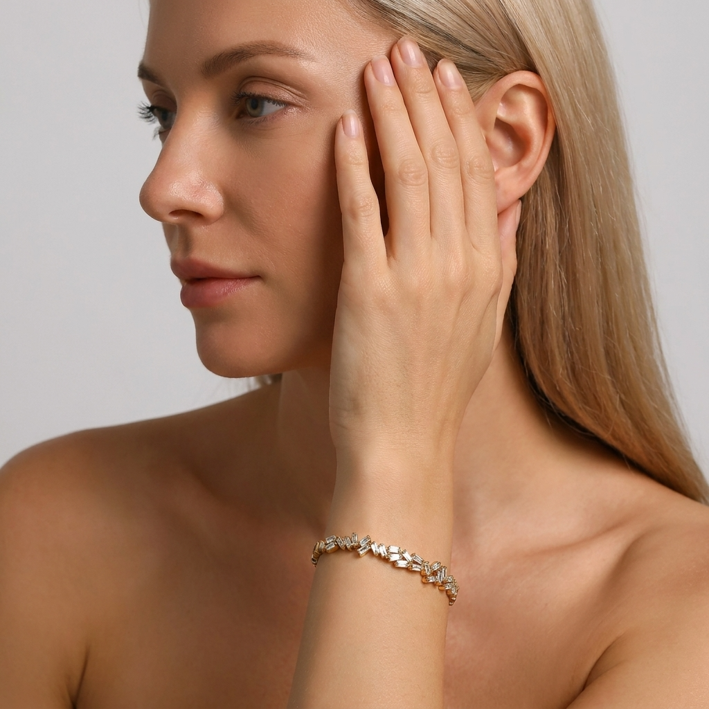 Amélie Radiant Gold Crystal Bangle with zircon accents