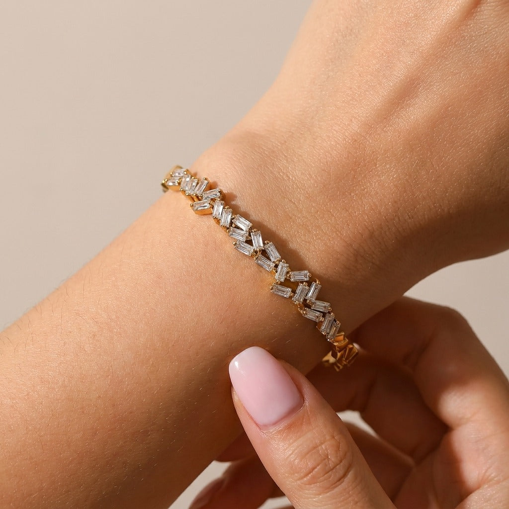 Amélie Radiant Gold Crystal Bangle with zircon accents