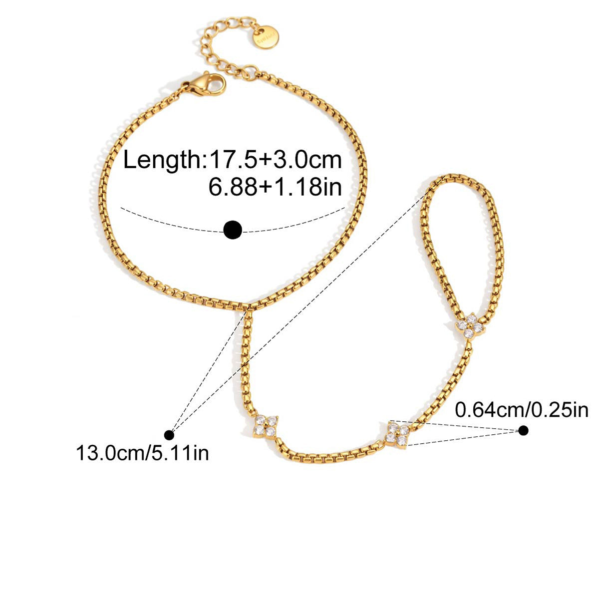 Crystal Clover Hand Chain