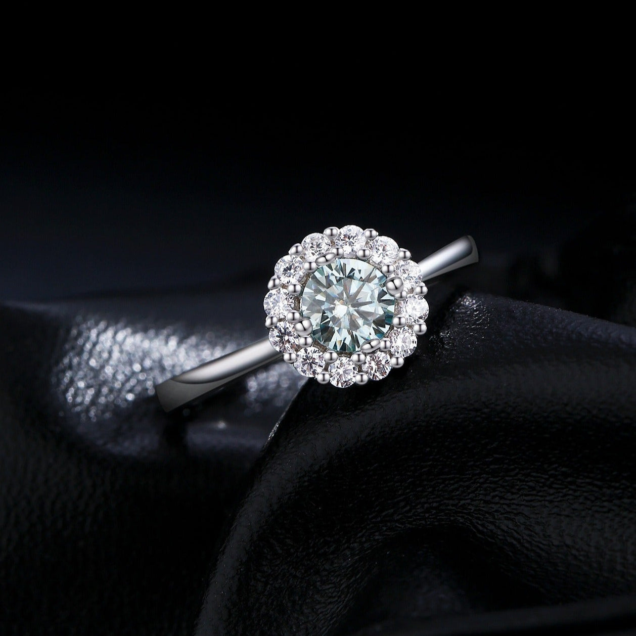 Ariana Crystal Blue Silver Ring with Sparkling Blue Crystal