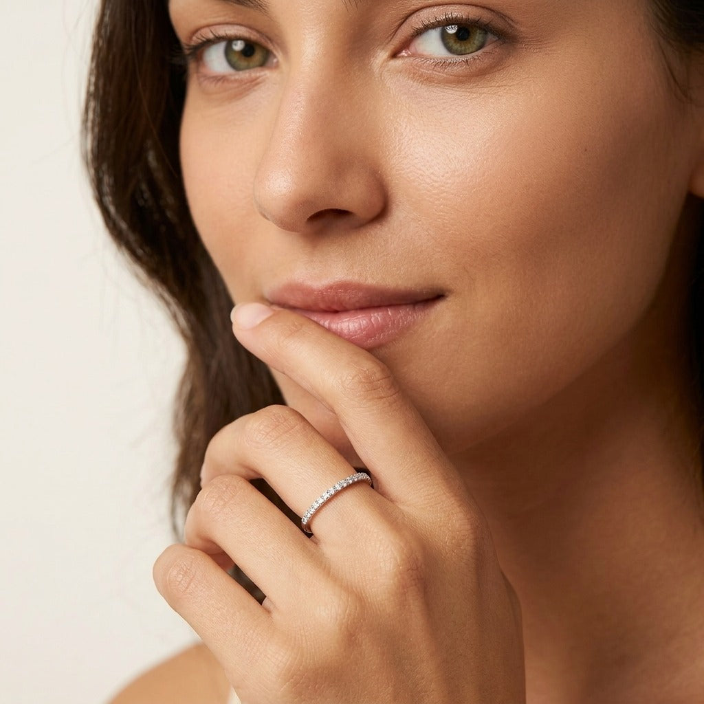 Ariana Pavé Silver Ring with Sparkling Crystal Accents