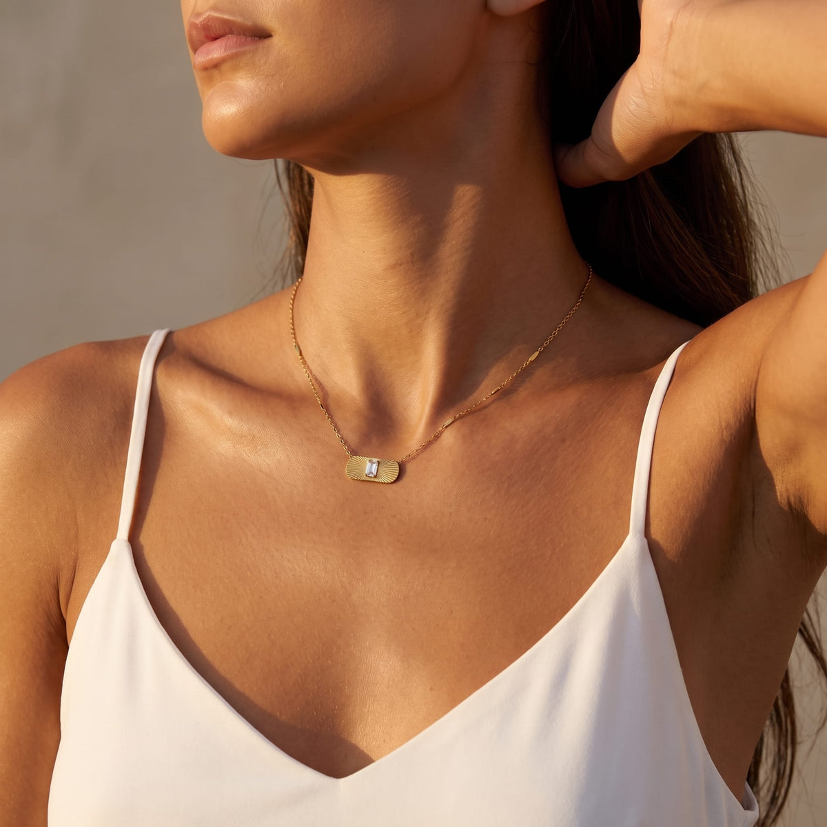 Sunburst Tag Necklace