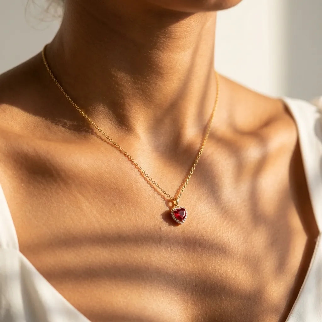 Catalina Pave Heart Necklace