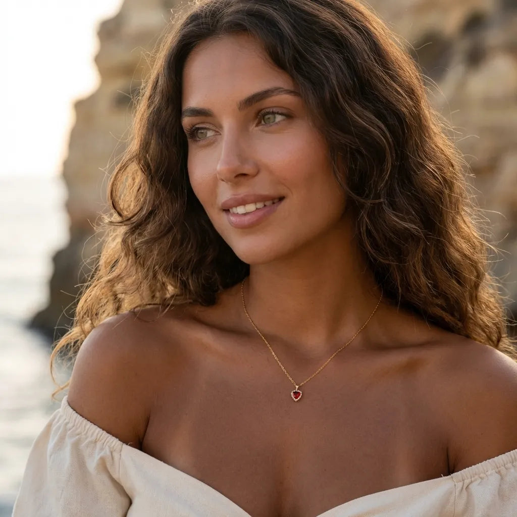 Catalina Pave Heart Necklace