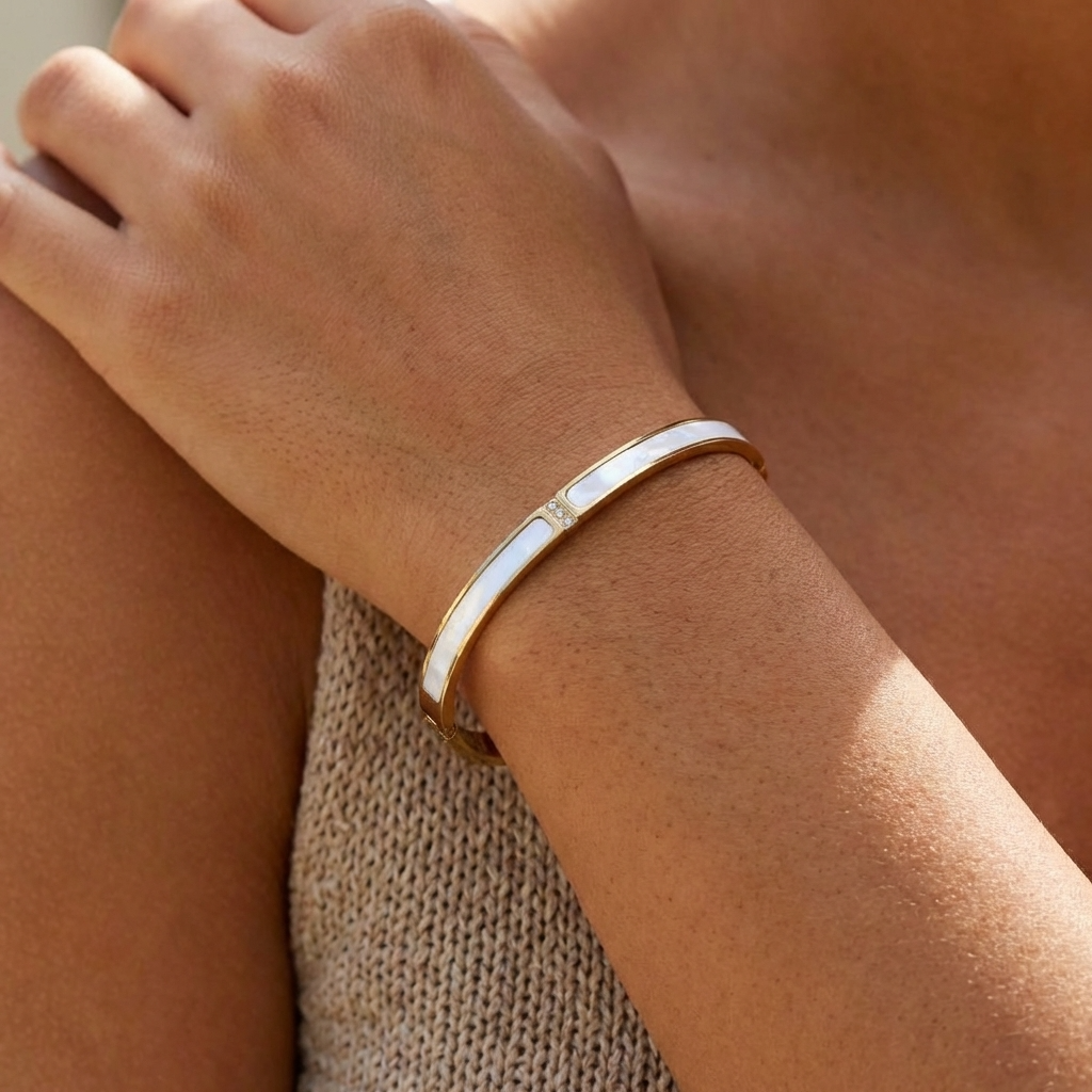 Sarah White & Gold Bangle