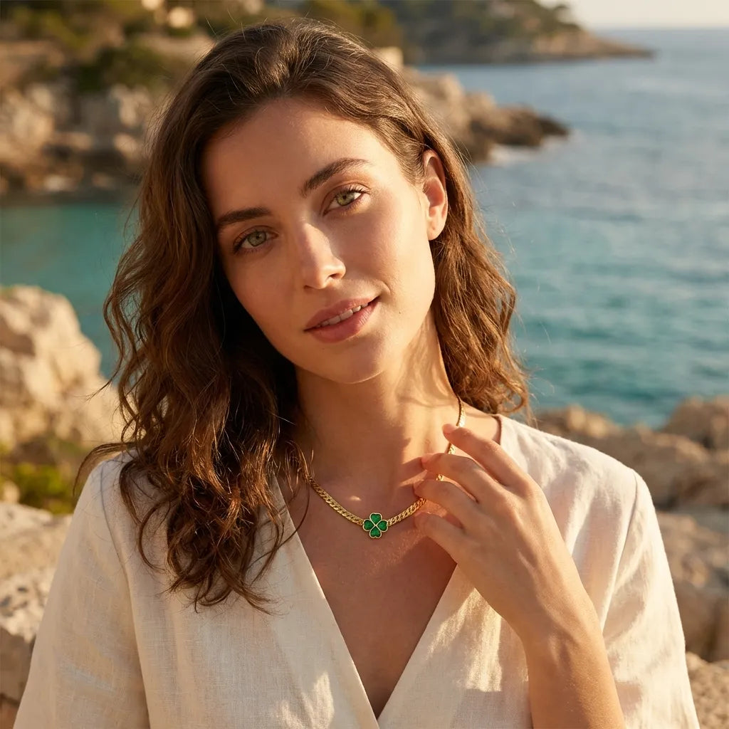 Emerald Clover Chain Necklace