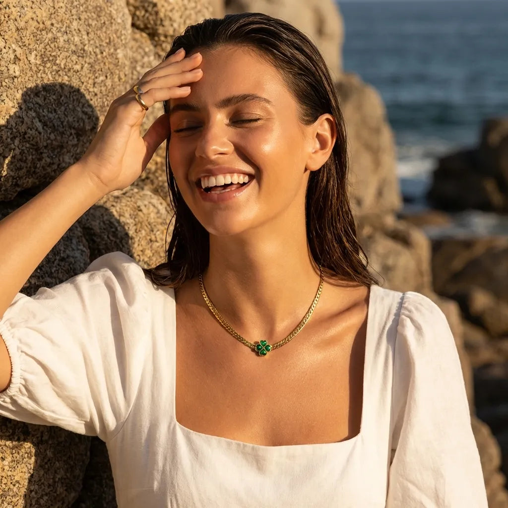 Emerald Clover Chain Necklace