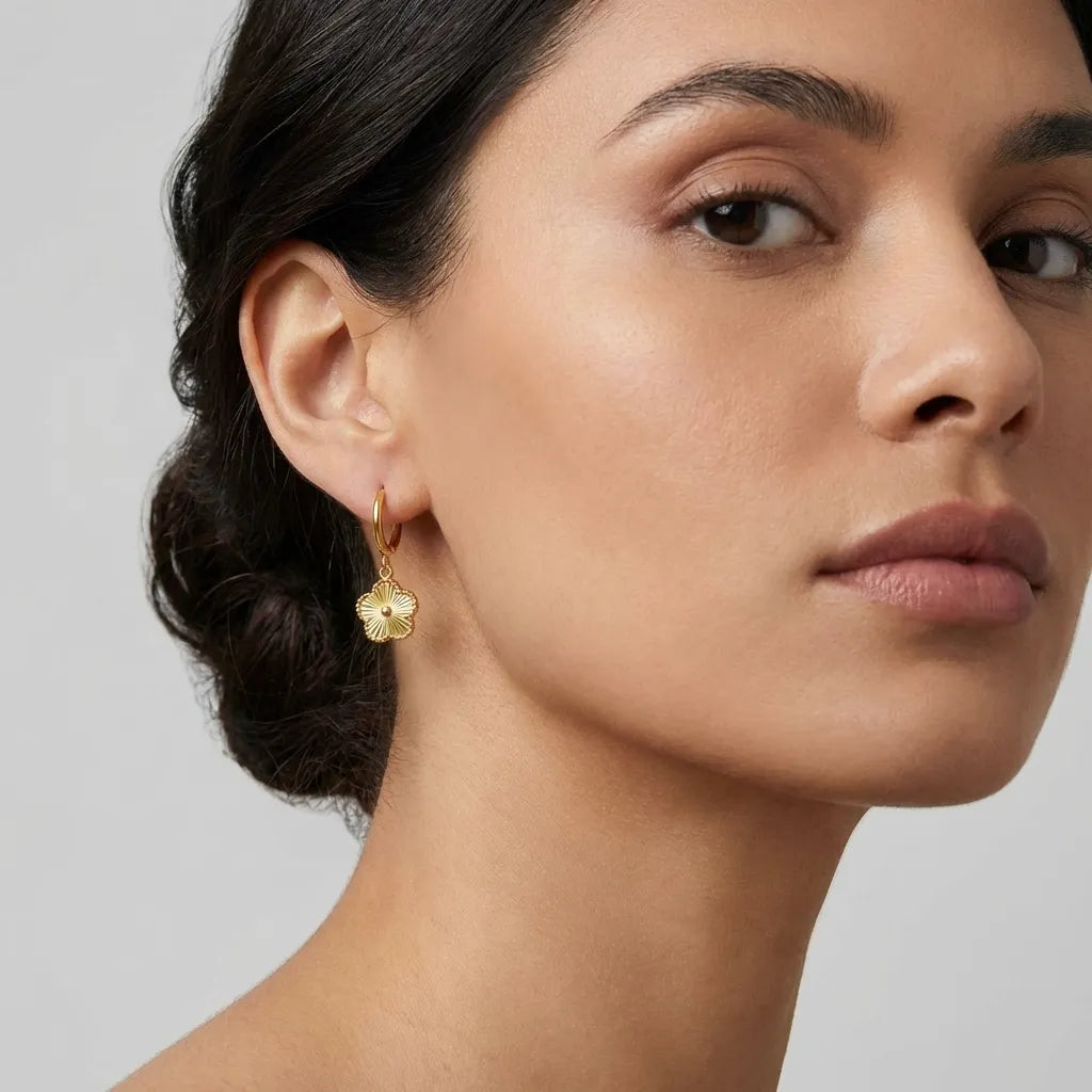 Rowena Flower Hoop Earrings