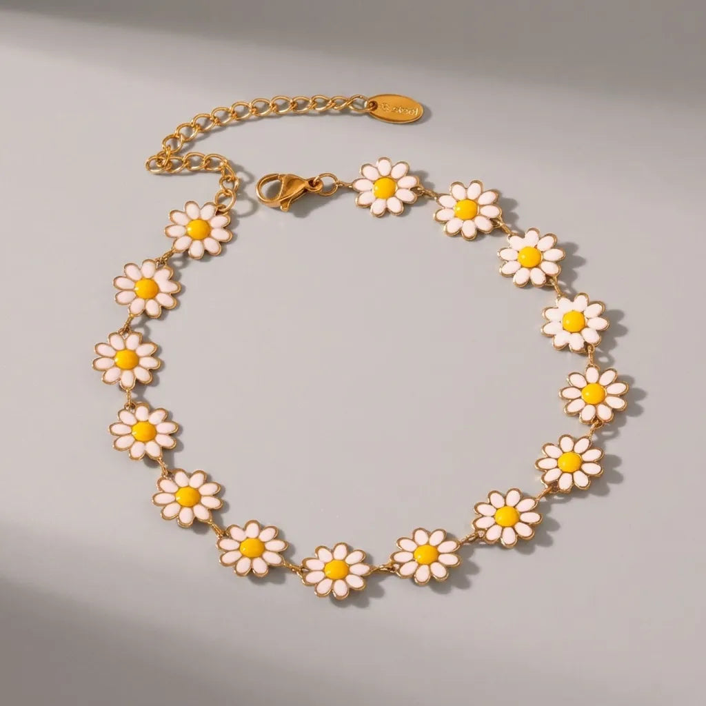 Fiona White Flowers Anklet