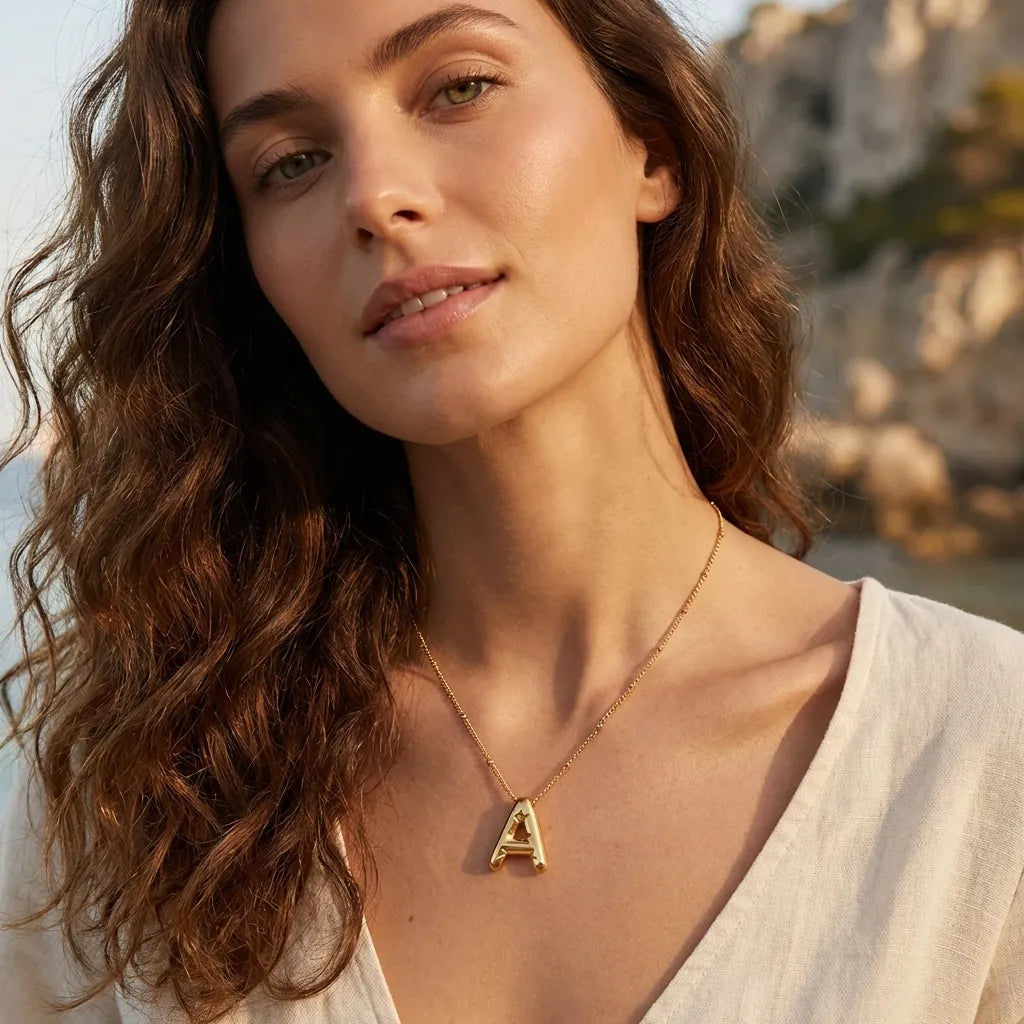 Balloon Gold Initial Necklace
