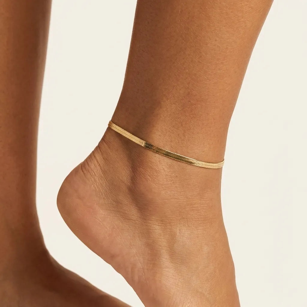 Gia Gold Herringbone Anklet