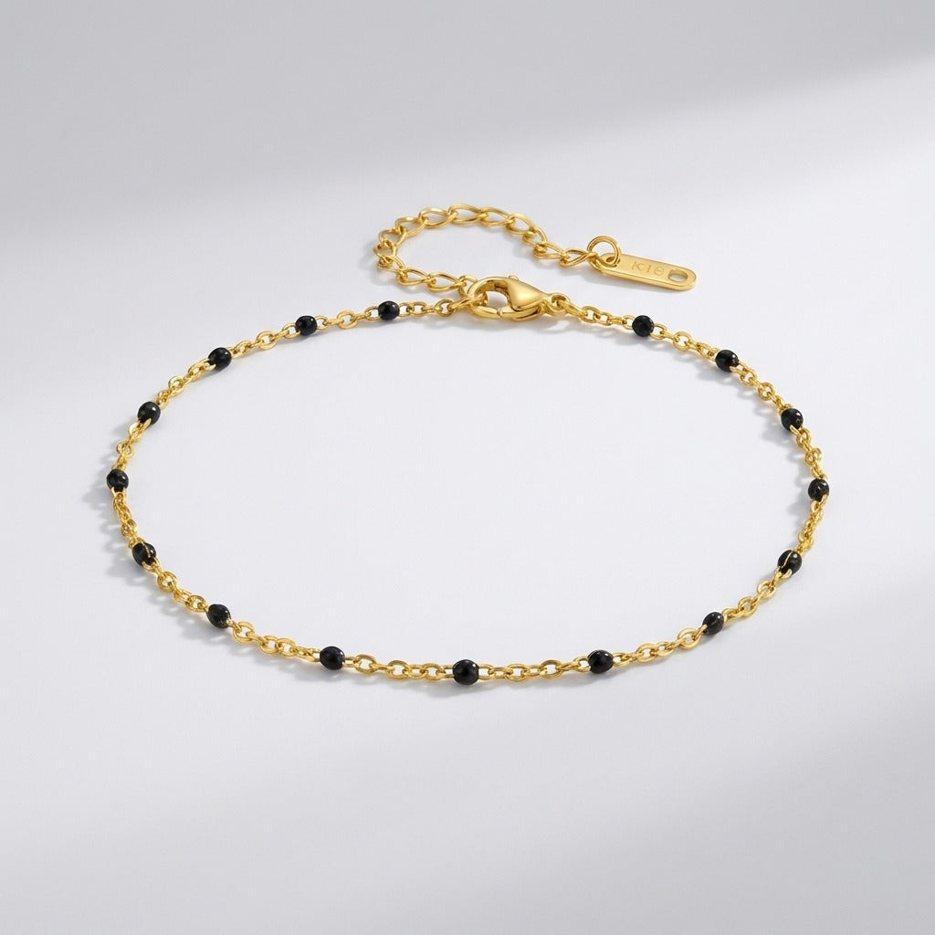 Capria Black Beads Anklet