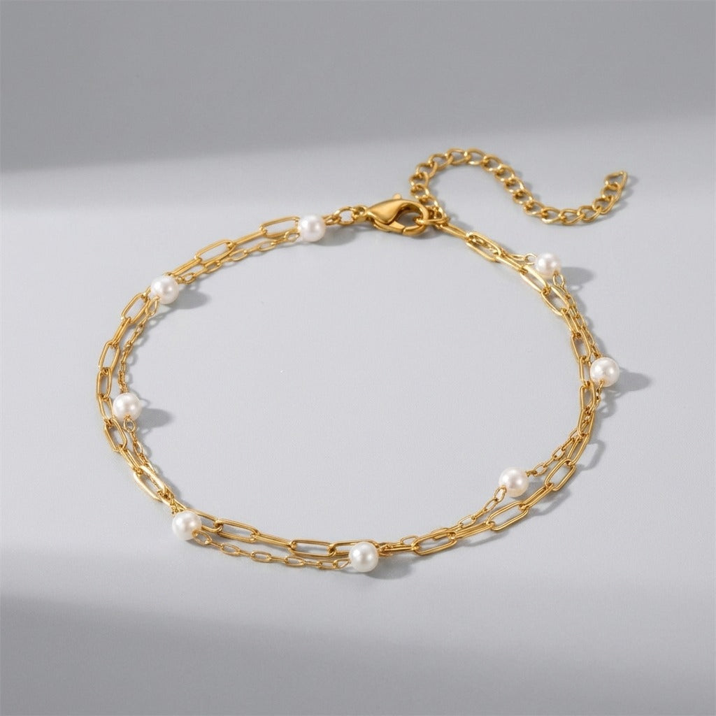 Giulia Pearl Layers Anklet