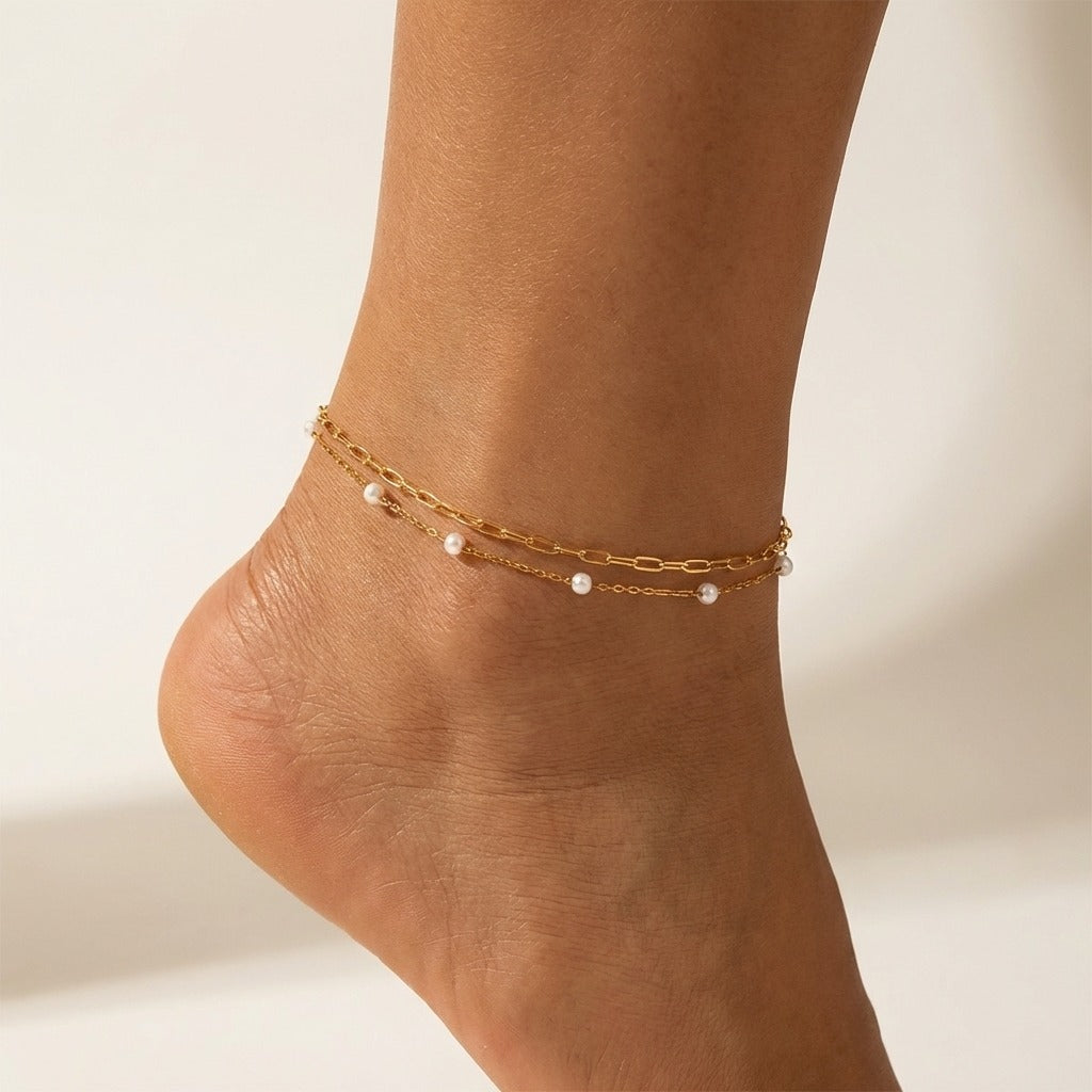 Giulia Pearl Layers Anklet
