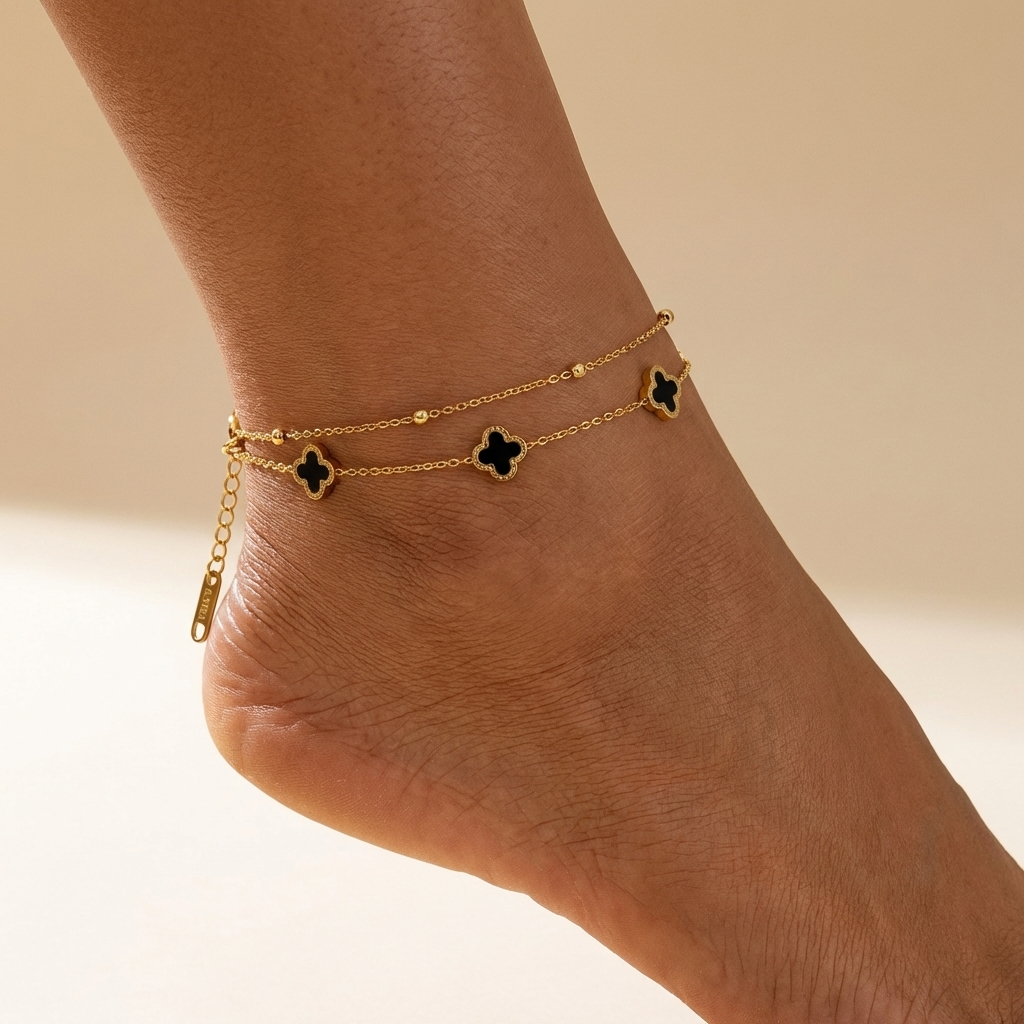 Olivia Clover Gold Anklet