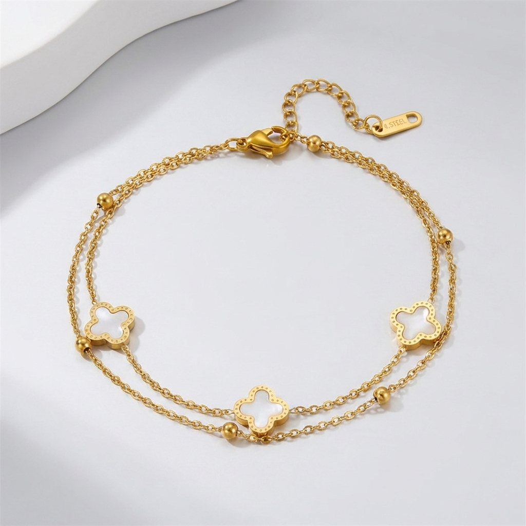 Olivia Clover Gold Anklet