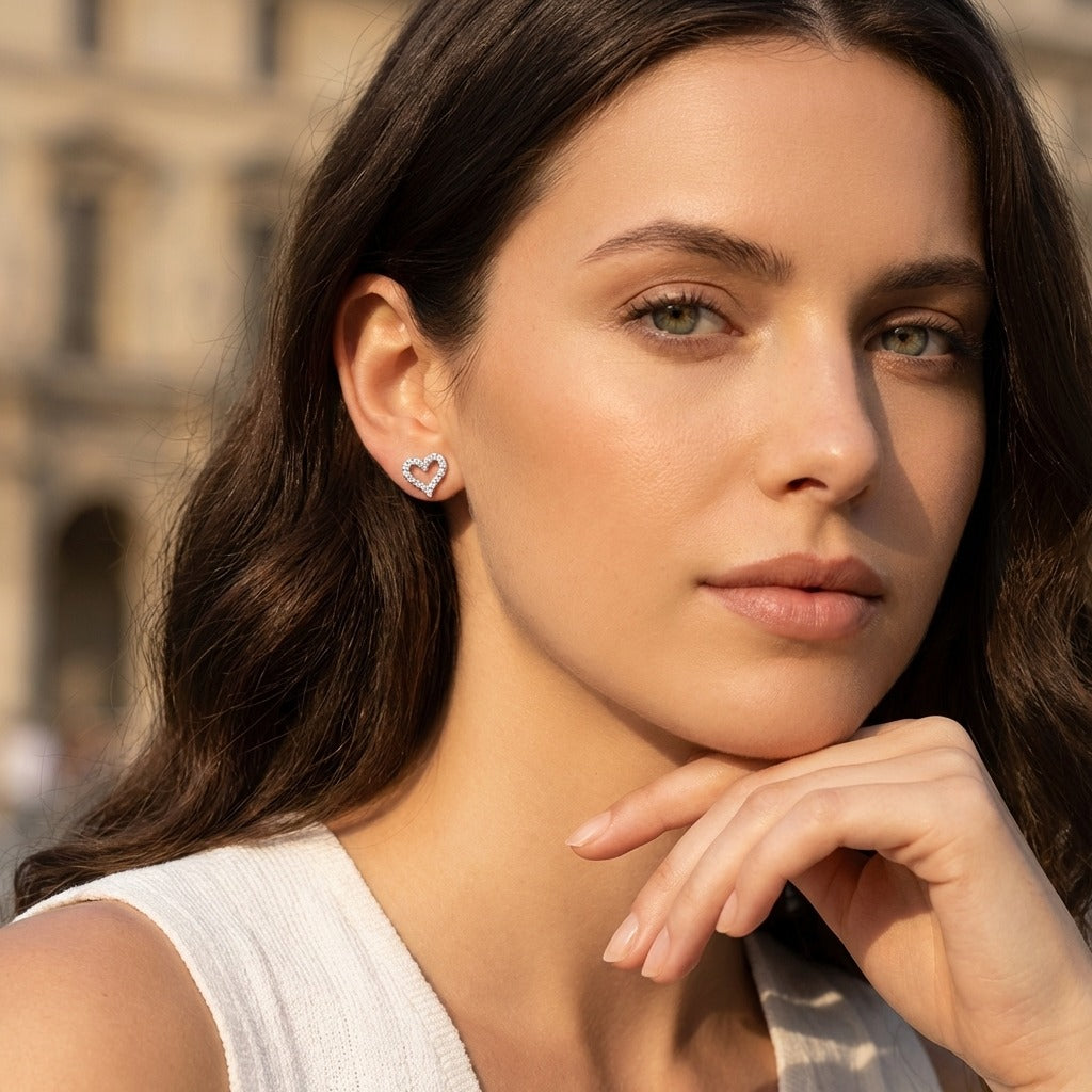 Daniella Crystal Heart Earrings