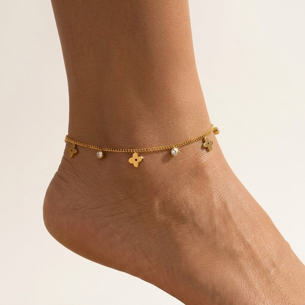 Léa Gold Clover Charm Anklet