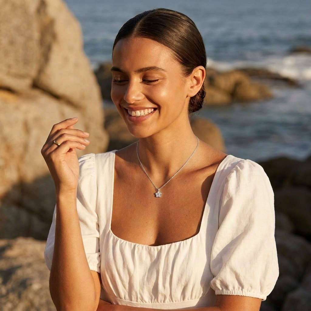 Agatha Crystal Flower Silver Necklace
