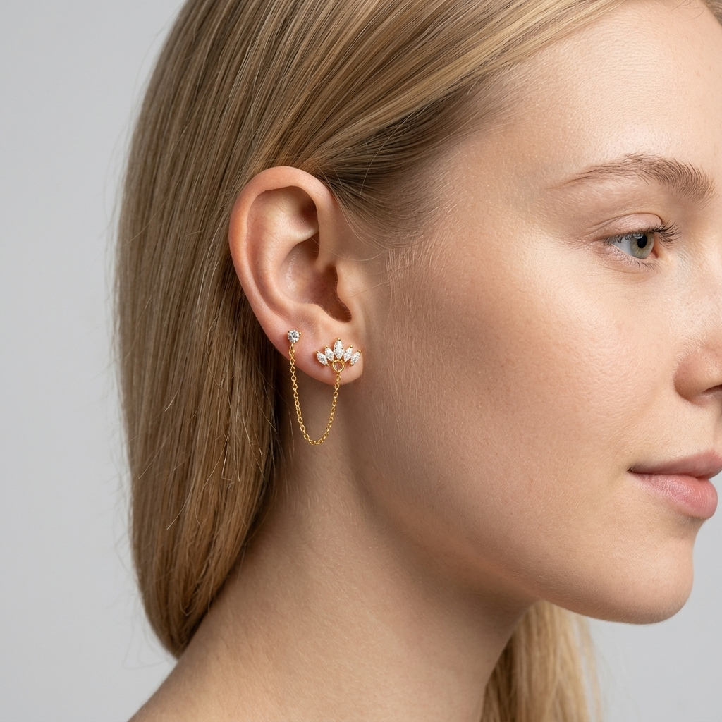 Colette Crown Crystals Gold Earring