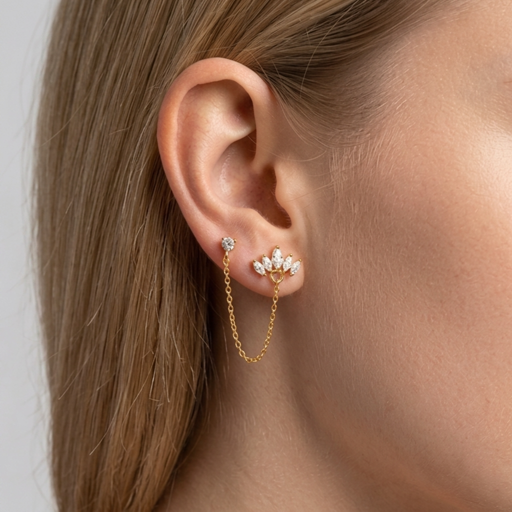 Colette Crown Crystals Gold Earring