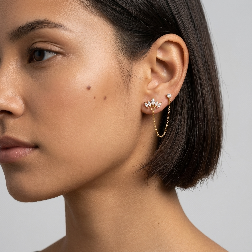 Colette Crown Crystals Gold Earring