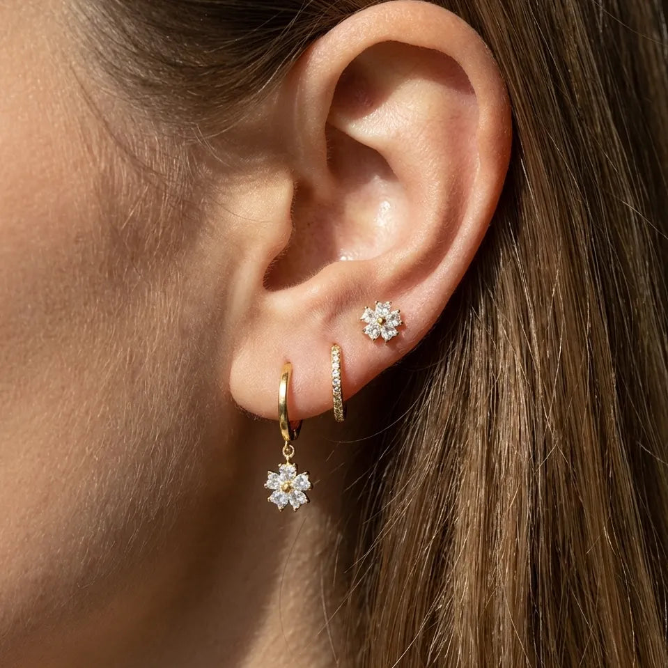 Lilly Crystal Flower Earrings Set