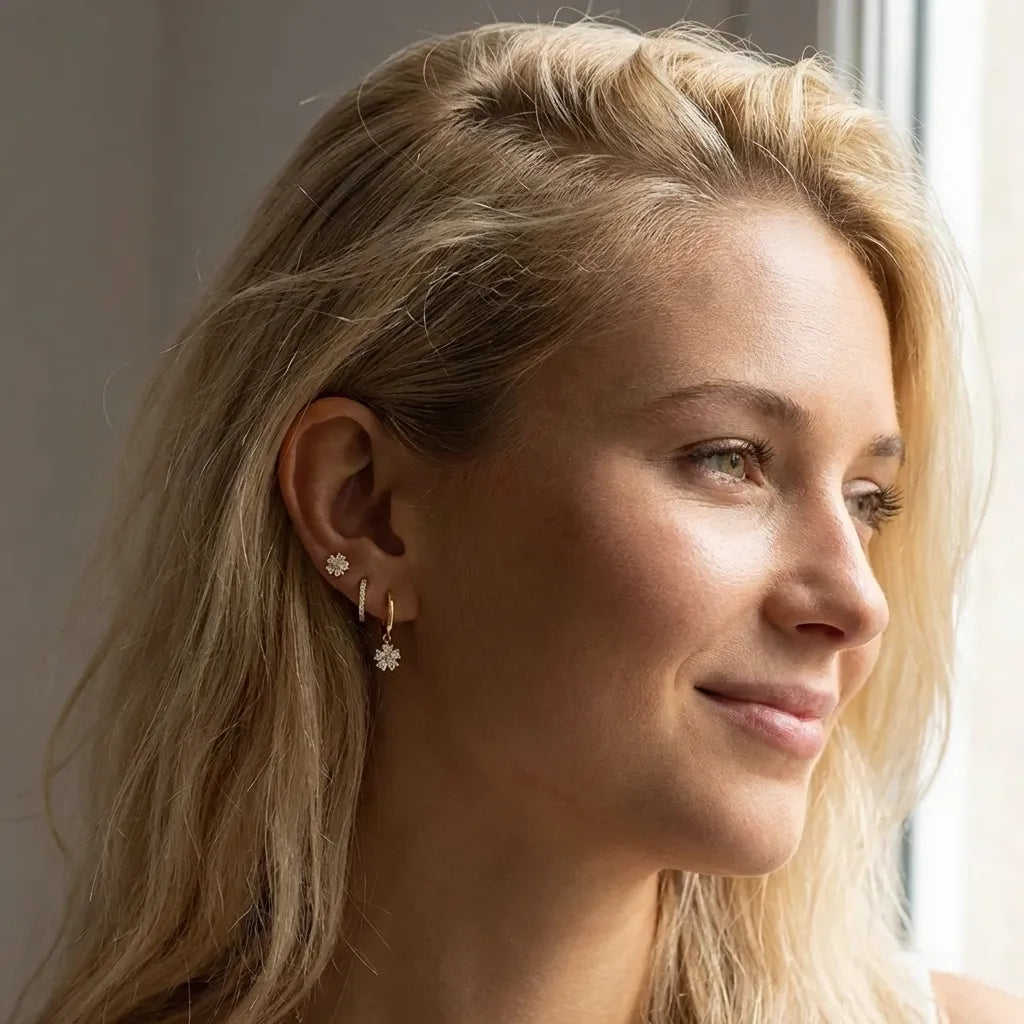 Lilly Crystal Flower Earrings Set