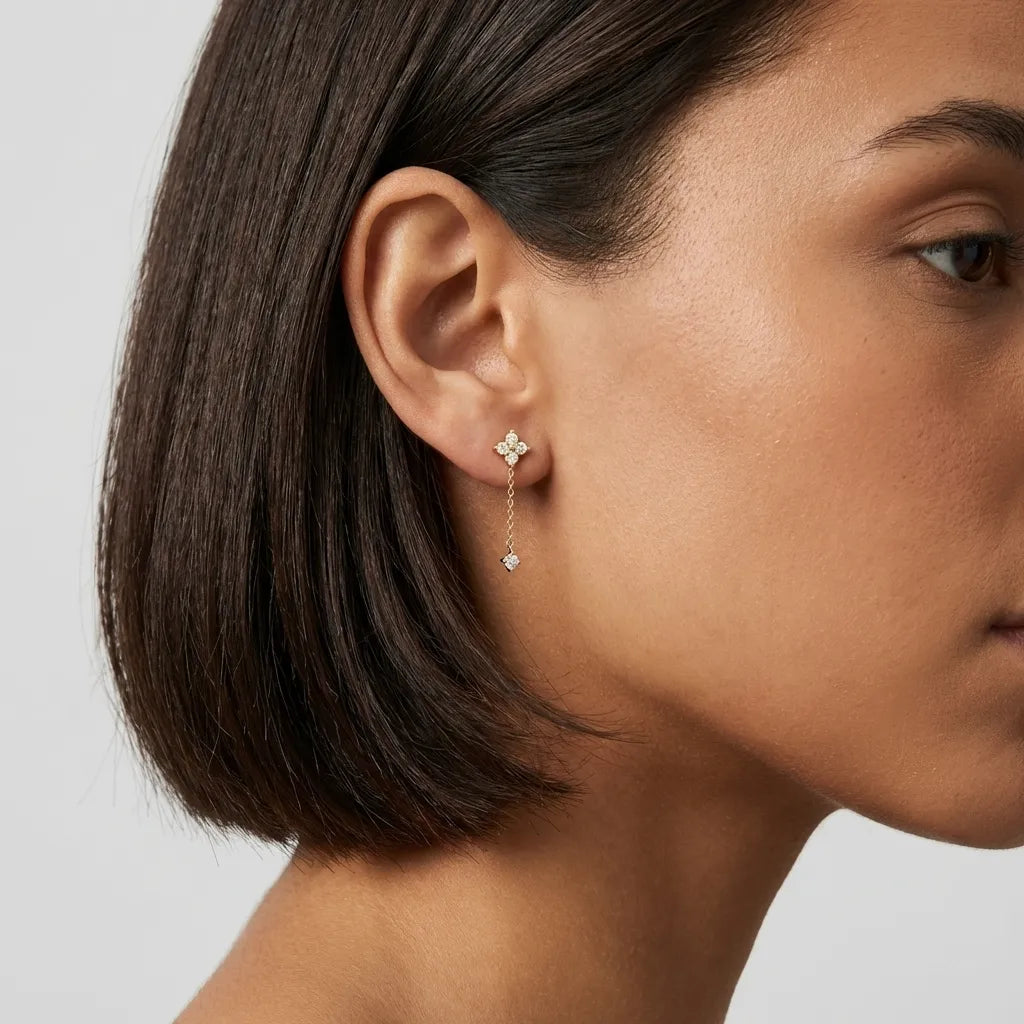 Emma Clover Crystal Drop Earrings
