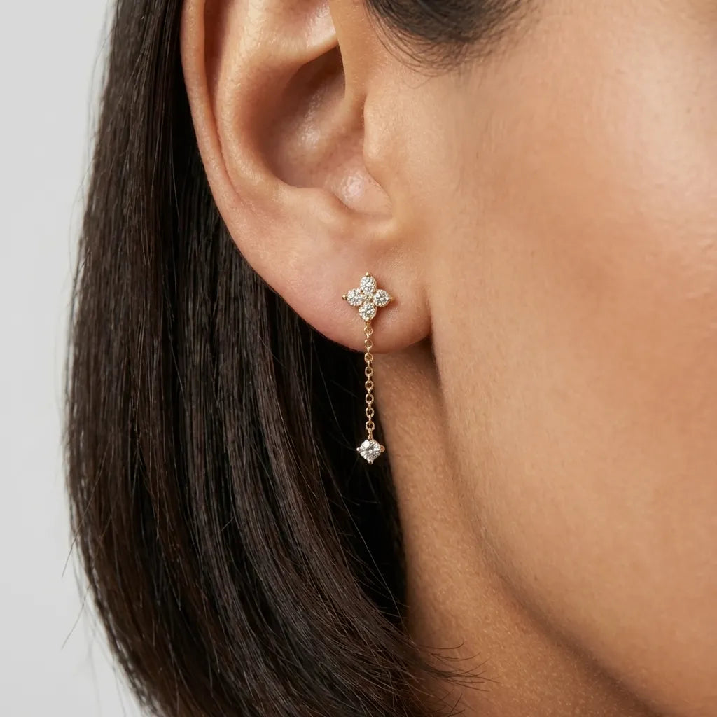 Emma Clover Crystal Drop Earrings