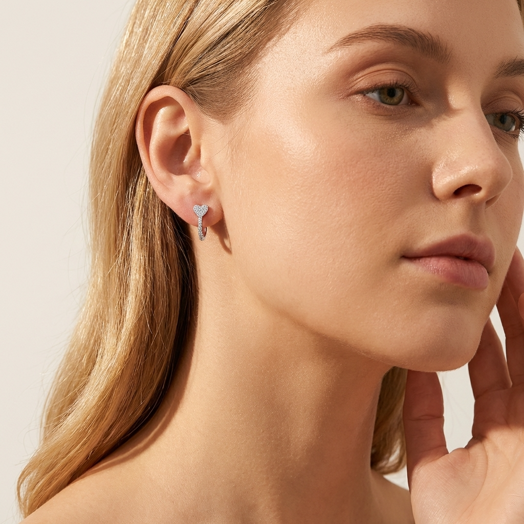 Lilou Silver Heart Hoops