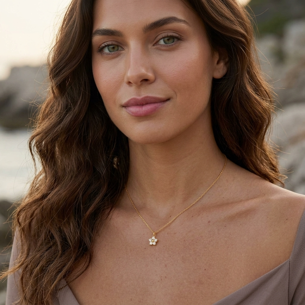 Agatha Crystal Flower Gold Necklace