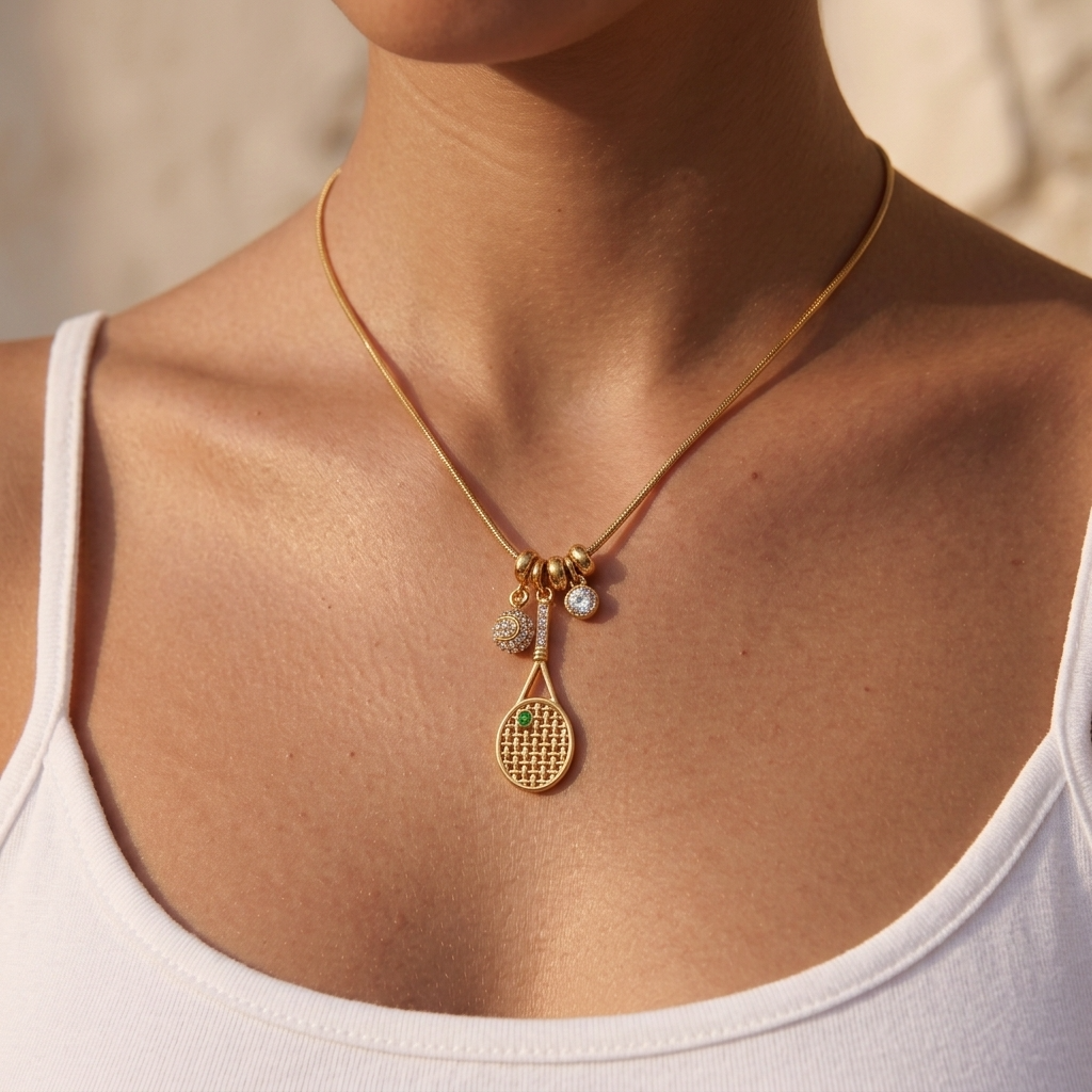 Marquise Tennis Charms Gold Necklace