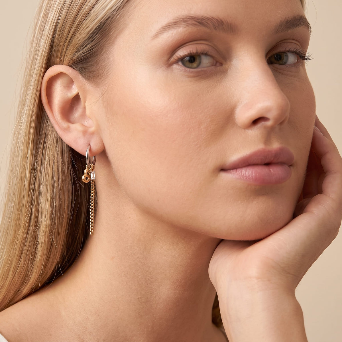 Two-Tone Charm Hoops