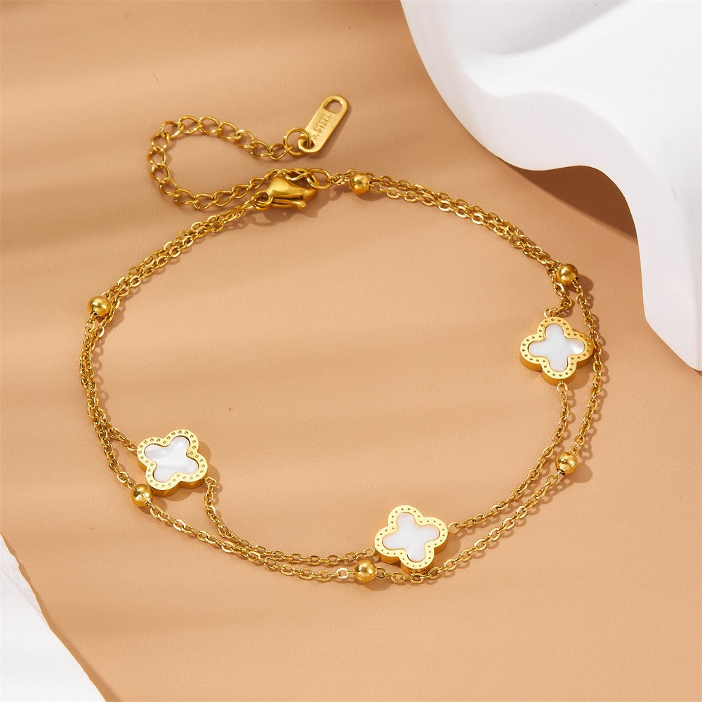 Olivia Clover Gold Anklet