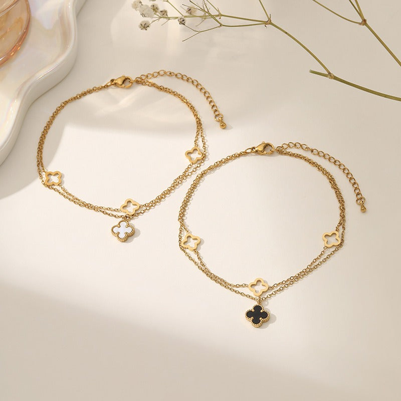 Vanesa Clover Gold Anklet