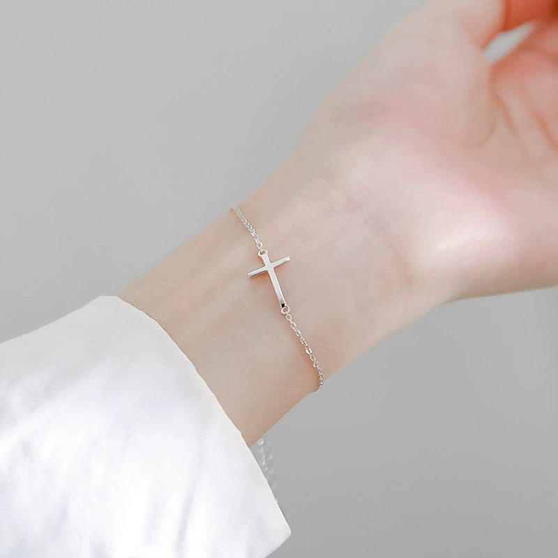 Camille Silver Cross Bracelet