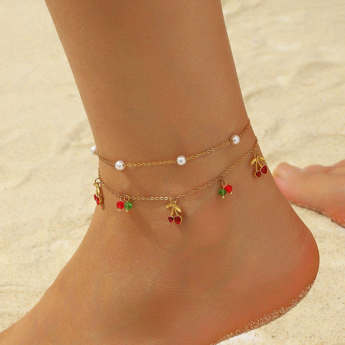 Chiara Cherry Pearl Anklet