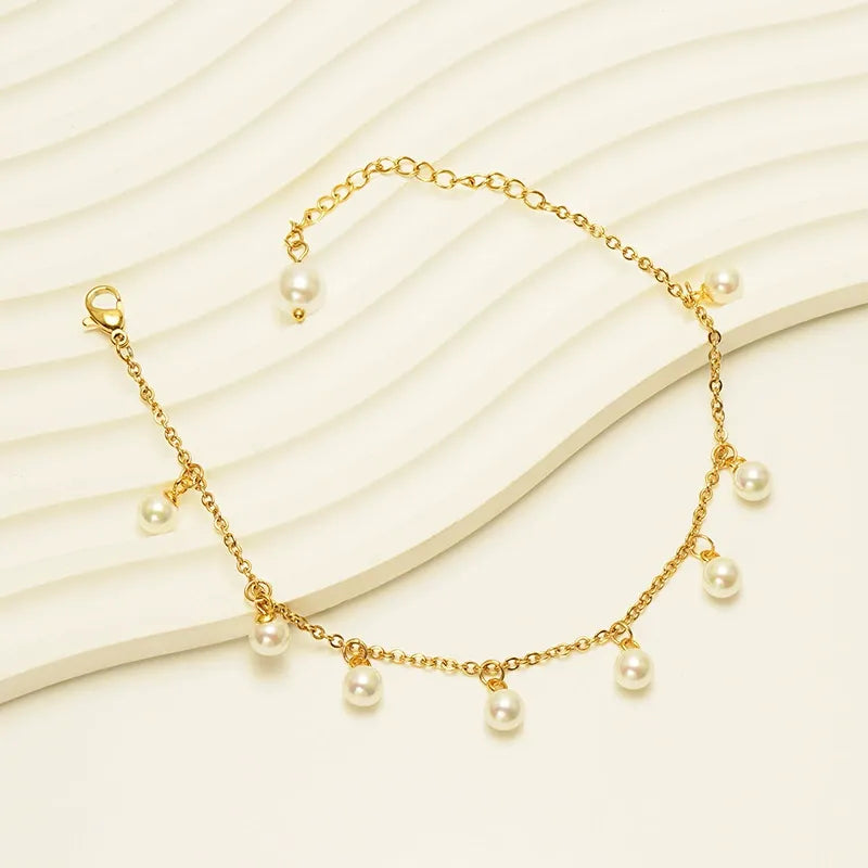 Olivia Pearl Drops Anklet