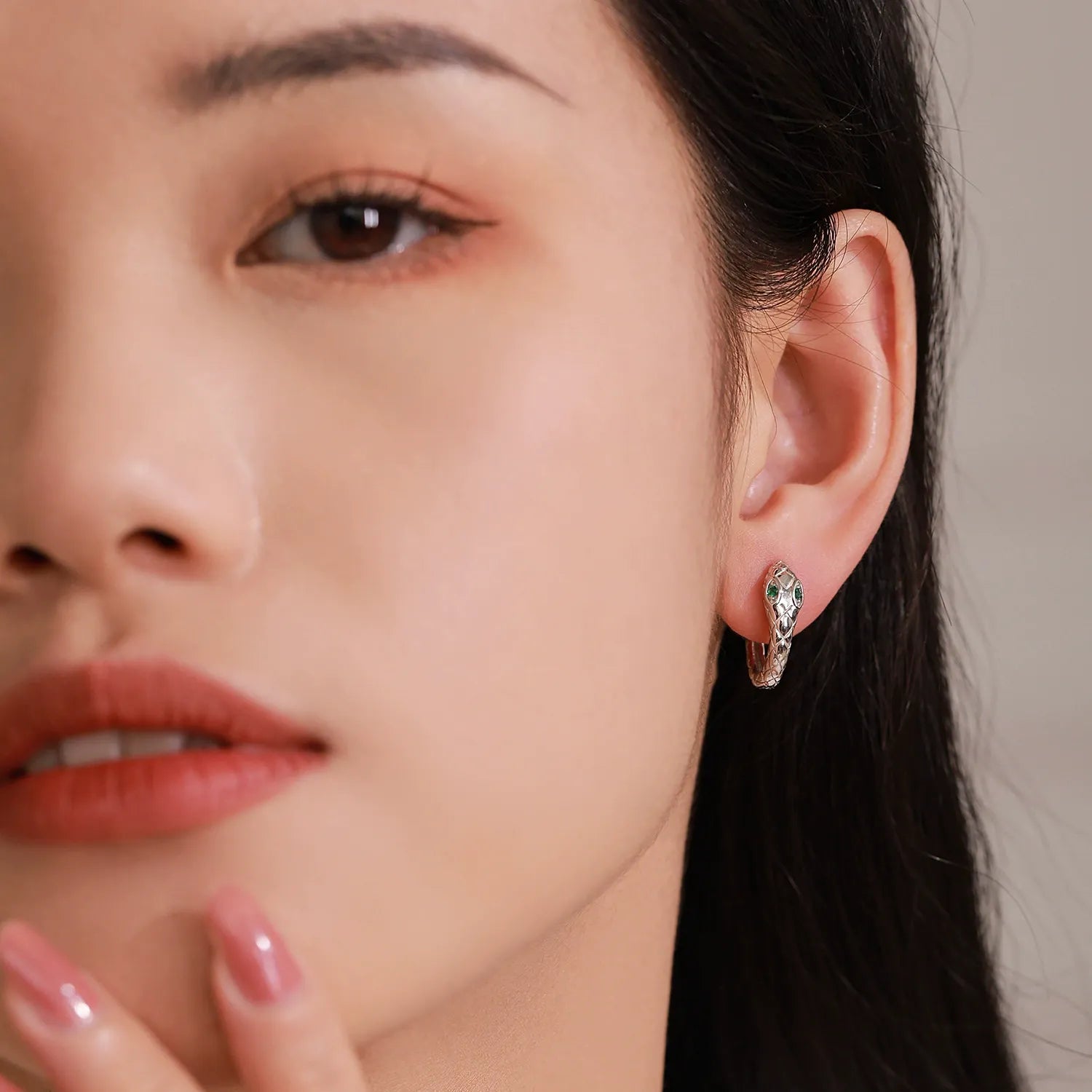 Lilou Silver Snake Hoops