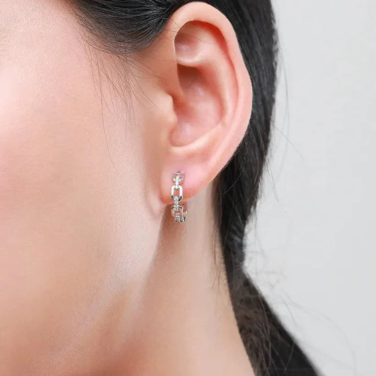 Ava Link Silver Hoops