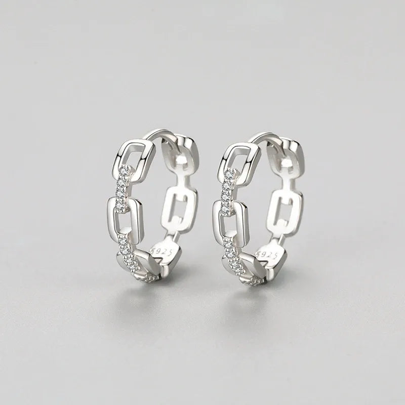 Ava Link Silver Hoops
