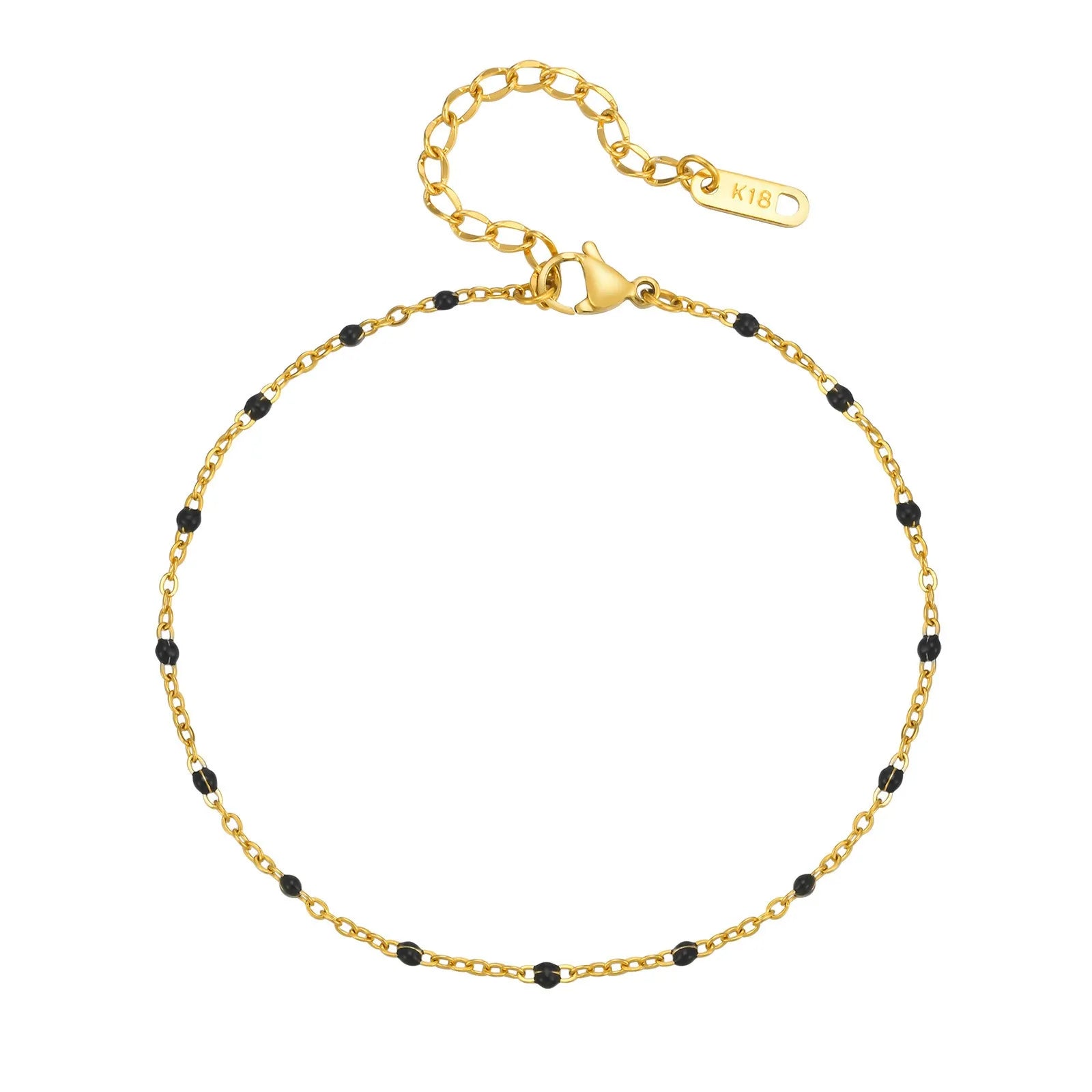 Capria Black Beads Anklet