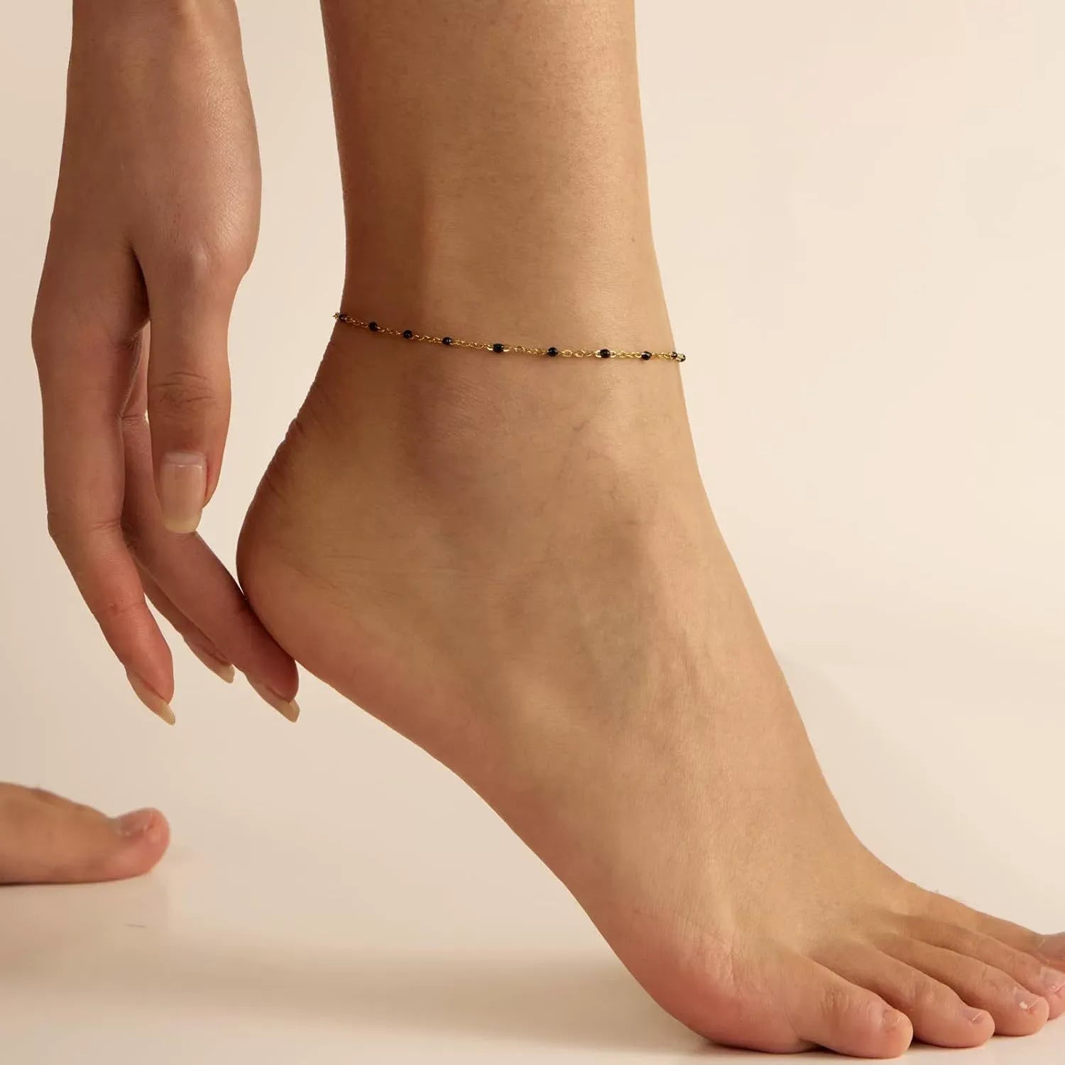 Capri Black Beads Anklet