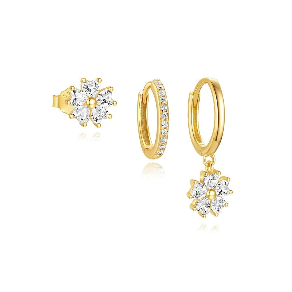 Lilly Crystal Flower Earrings Set