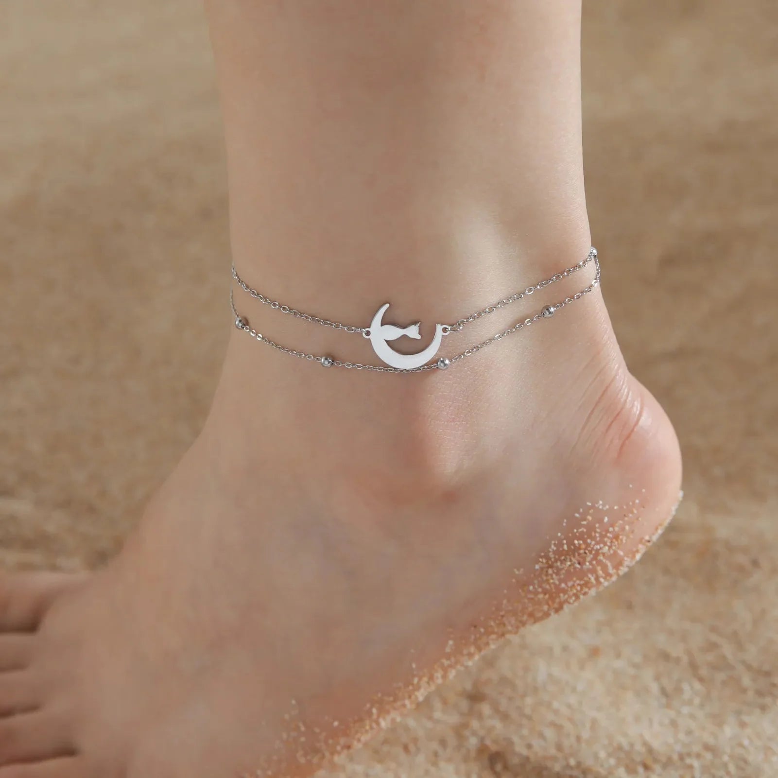 Kitten on Moon Anklet