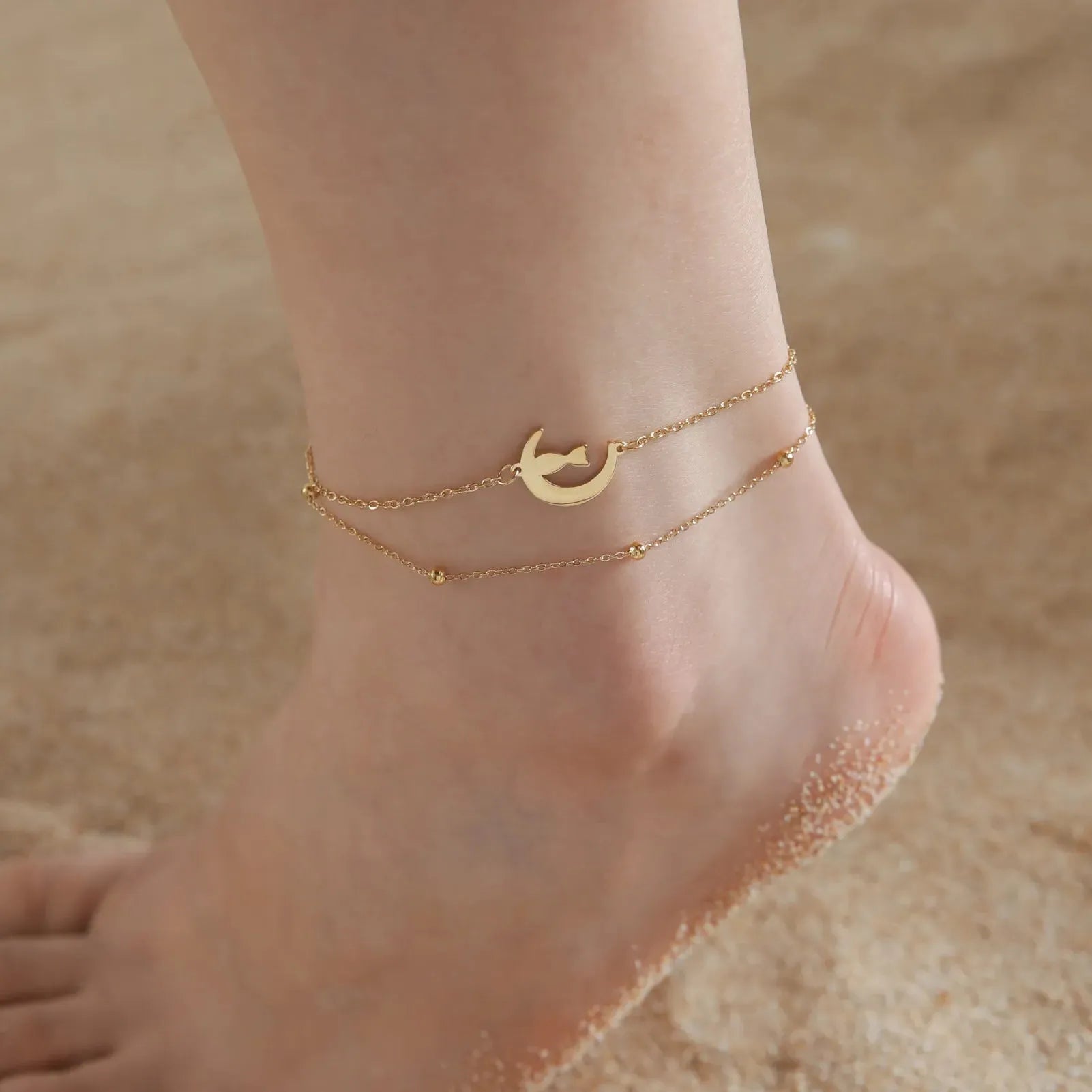 Kitten on Moon Anklet