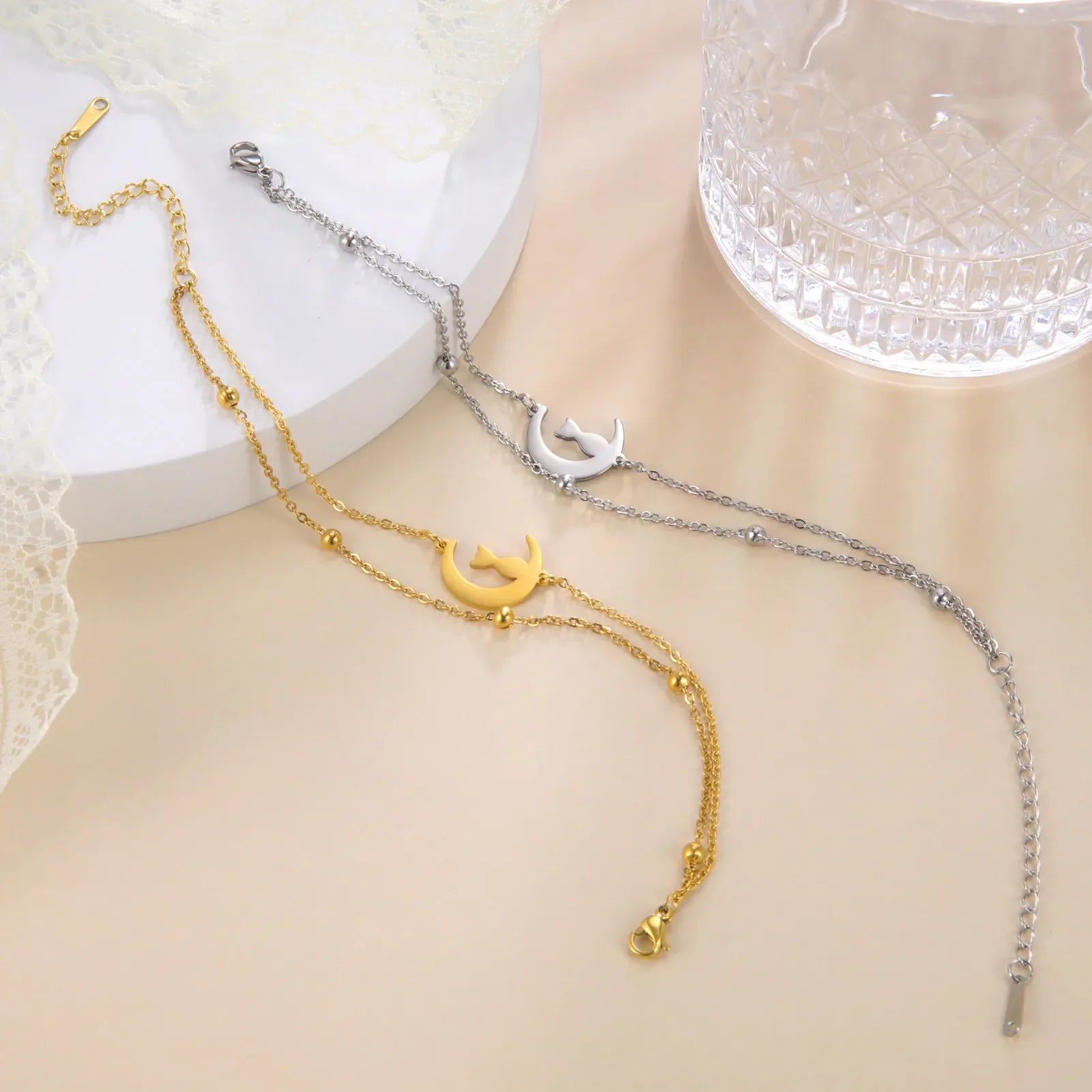 Kitten on Moon Anklet